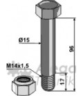 Bult med låsmutter M14x1,5 10.9 96mm