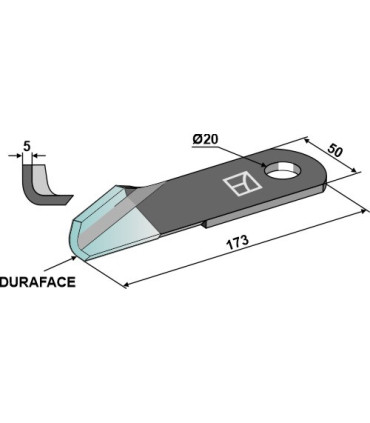 Straw chopper flail blade left - DURAFACE