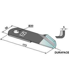 Straw chopper flail blade right  - DURAFACE