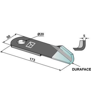 Straw chopper flail blade right  - DURAFACE