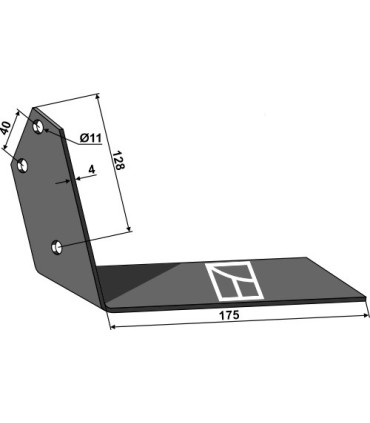 Angled wing share - right
