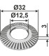 Blocking washer Ø32x3xØ12,5