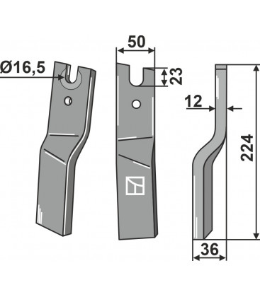 Rotary tine, right model