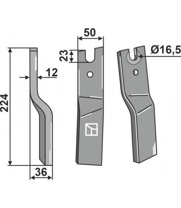 Rotary tine, left model