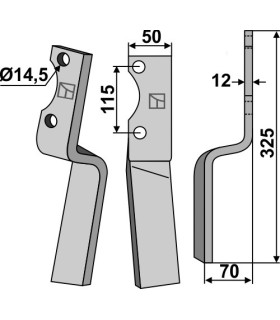 Rotary tine, right model
