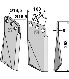 Rotary tine, right model