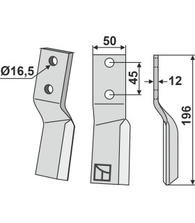 Rotary tine, right model