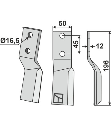Rotary tine, right model