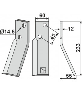 Rotary tine, right model