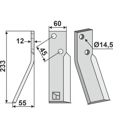 Rotary tine, left model