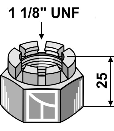 Hexagon castle nut 1 1/8'UNF