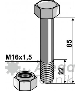 Bult med självlåsande mutter M16x1,5-10.9