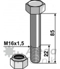 Bult med självlåsande mutter M16x1,5-10.9