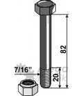 Bult med låsmutter 7/16-10.9 Noremat Mc Connel S.M.A. Rousseau Procomas