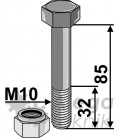 Bult med låsmutter M10-10.9 Noremat Bomford Epoke Marsk-Stig