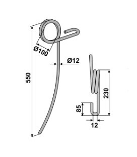 Efterharvspinne 12mm Böjd bak