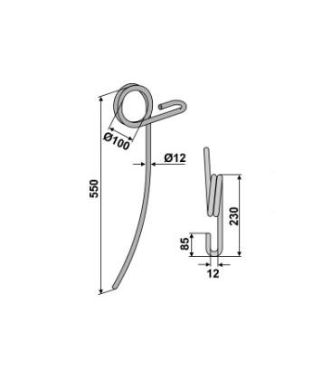 Efterharvspinne 12mm Böjd bak