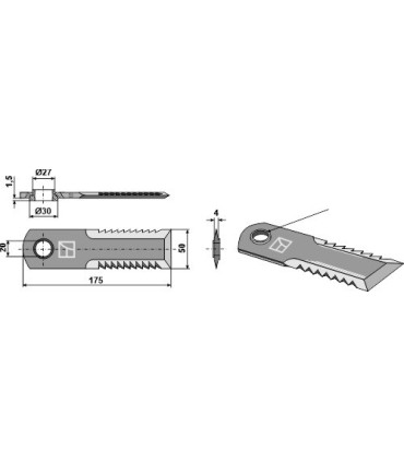 Straw chopper flail blade