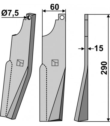 Rotary tine, right model