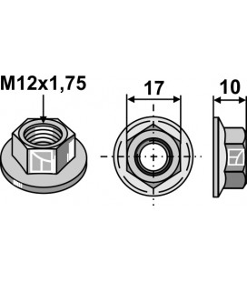 Hexagon flange nut - M12x1,75