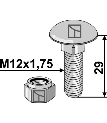 Saucer-head screw with self-locking nut