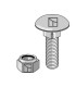 Saucer-head screw with self-locking nut