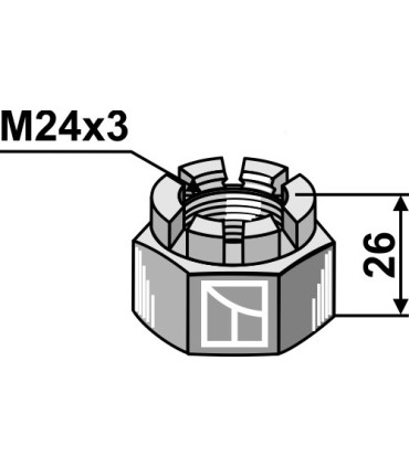 Hexagon castle nut M24x3