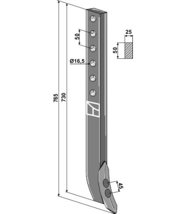 Track eradicator tine with share