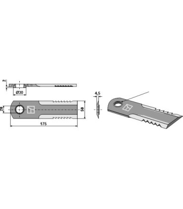Straw chopper flail blade