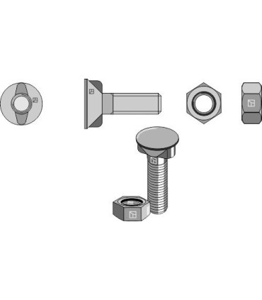 Plough bolt DIN 11014 M12 x 1,75 x 85 with hexagon nut