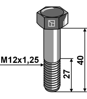 Hexagon bolt with metric fine thread - M12x1,25X40 - 12.9