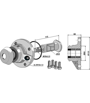 Bearing compl. without cap piece of the bearing - left