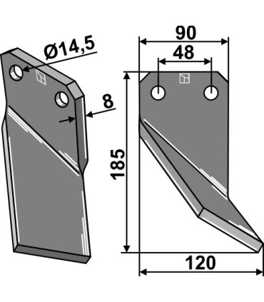 Rotary tine, right model