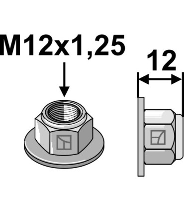 self-locking collar nut - pressed - M12x1,25 - 8.8