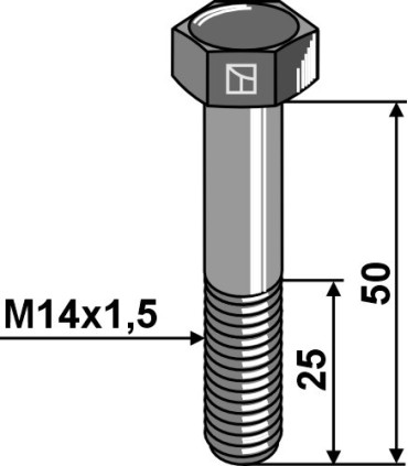 Hexagon bolt with metric fine thread - M14x1,5X50 - 12.9