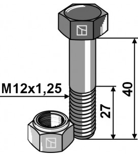 Hexagon bolt M12x1,25x40 with self-locking nut