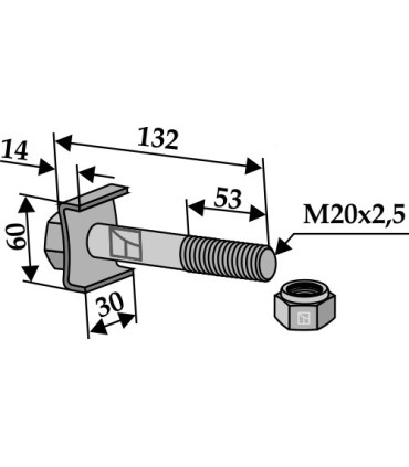 Bolt with self-locking nut M 20 x 2,5 - 8.8