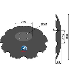 Notched disc with flat neck - Ø560