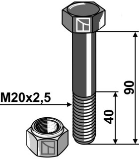 Bolt with self-locking nut - M20 - 10.9