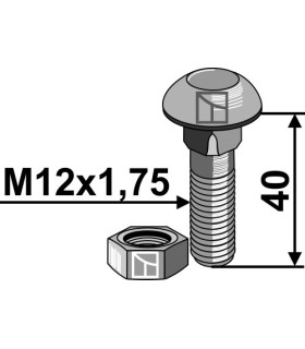 Bolt with nut - M12x1,75x40 - 10.9