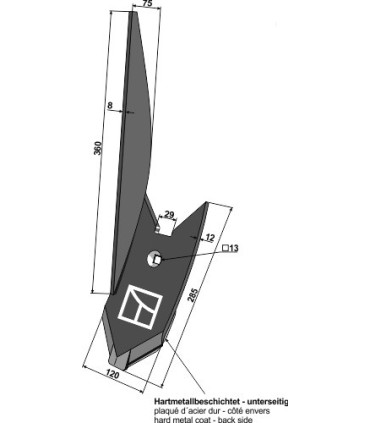 Lateral cultivator point - left