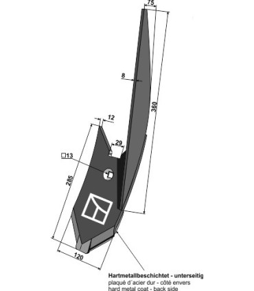 Lateral cultivator point - right