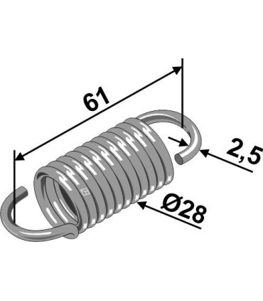 Extension spring 61xØ2,5xØ28
