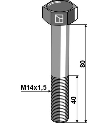 Hexagon bolt M14x1,5x80 without nut