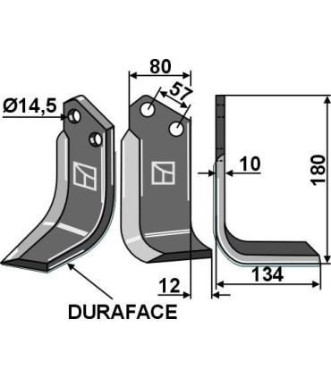 Blade DURAFACE 180x80mm, right