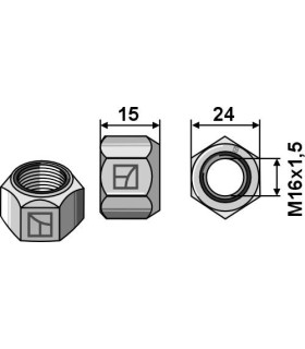 All-metal nut with squeezing device M16 - DIN980 galv. 10.9