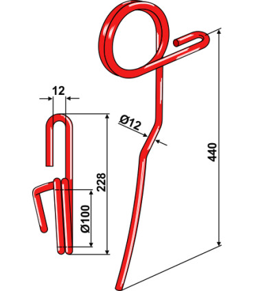 Efterharvspinne Ø12mm vä Väderstad Rapid NZ