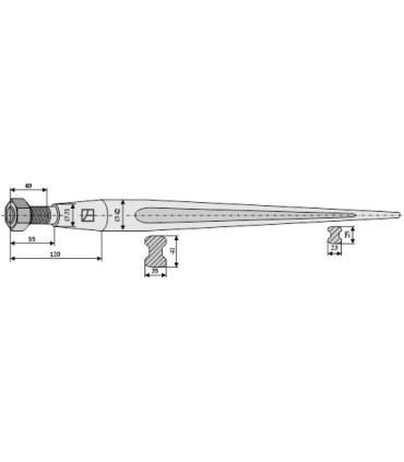 Spjut M28 1000mm Blunt