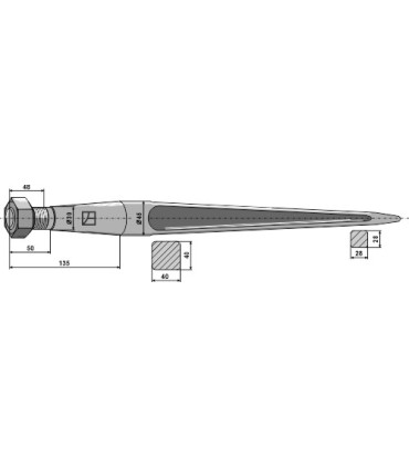 Spjut M28 980mm Nr36 Kverneland