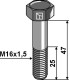 Hexagon bolt with metric fine thread - M16x1,5X47 - 12.9